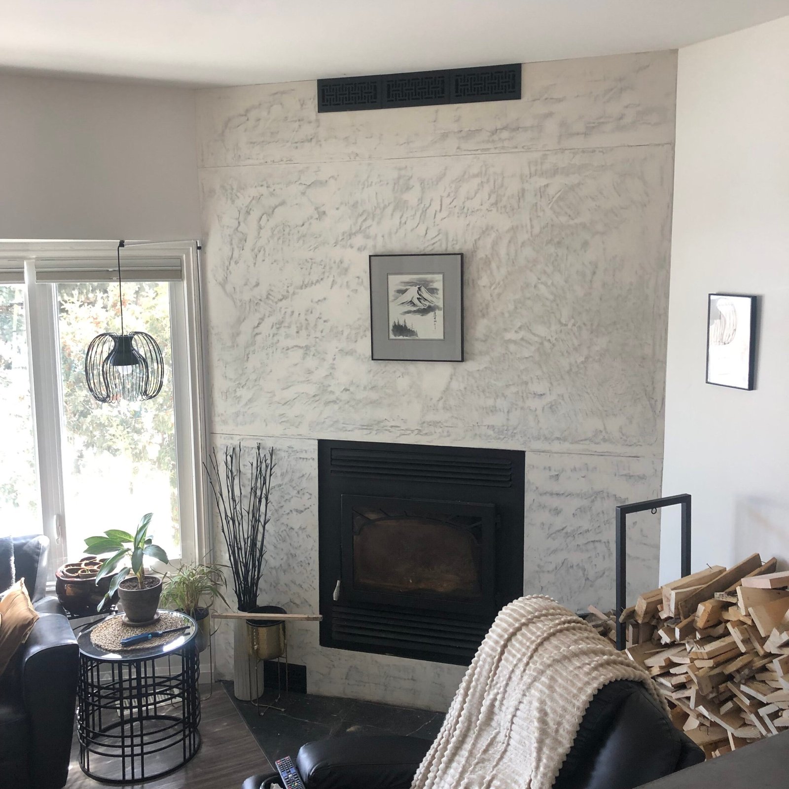 Venetian Plaster Facade on Factory Fireplace Enclosure